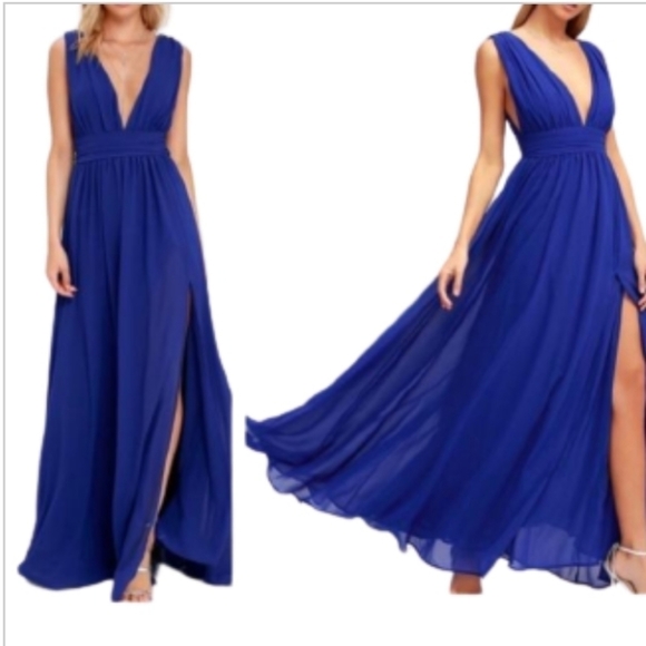 LULU'S HEAVENLY HUES ROYAL BLUE MAXI DRESS - Picture 1 of 13